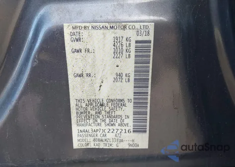 2018 Nissan Altima 2.5 Sv from USA, damaged, VIN 1N4AL3AP7JC227216